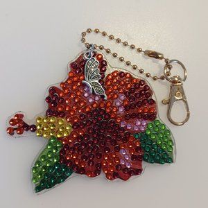 Flower keychain butterfly charm